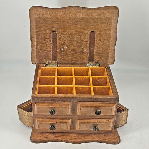 Vintage Wood French Provincial style Jewelry Box w secret compartments - Picture 3 of 7